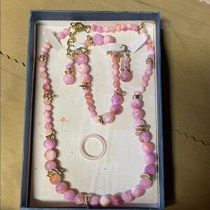 Elegant Pink Beaded Jewelry Set